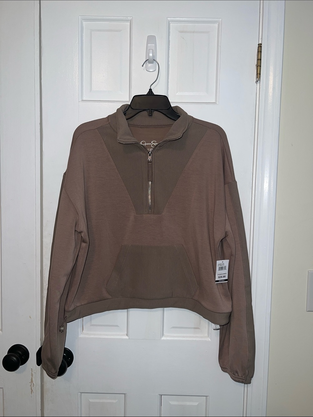 Jessica Simpson Taupe Half-Zip Pullover Hoodie